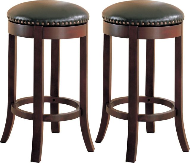 Coaster® Set of 2 Brown Swivel Bar Stools With Upholstered Seat