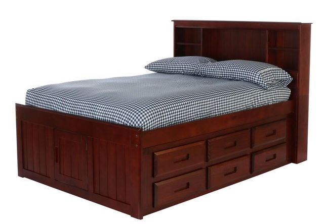 Donco Trading Company Full Bookcase Bed With Under Bed Drawer Storage-0