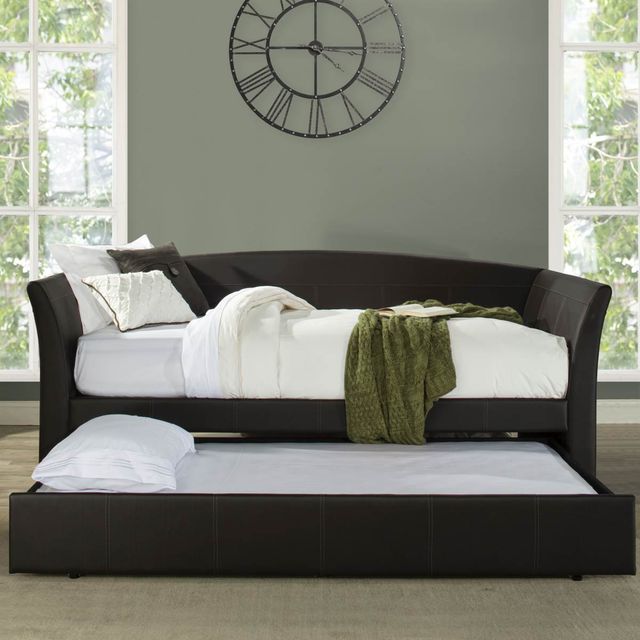 Hillsdale Furniture Montgomery Brown Faux Leather Complete Twin-Size Daybed with Trundle 12