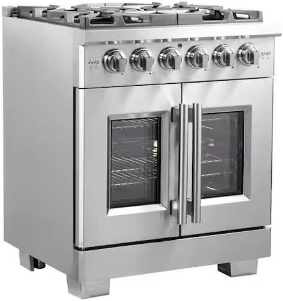 FORNO® Capriasca 30" Stainless Steel Pro Style Gas Range-1