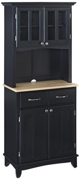 homestyles® Walker Black/Natural Wood Server with Hutch