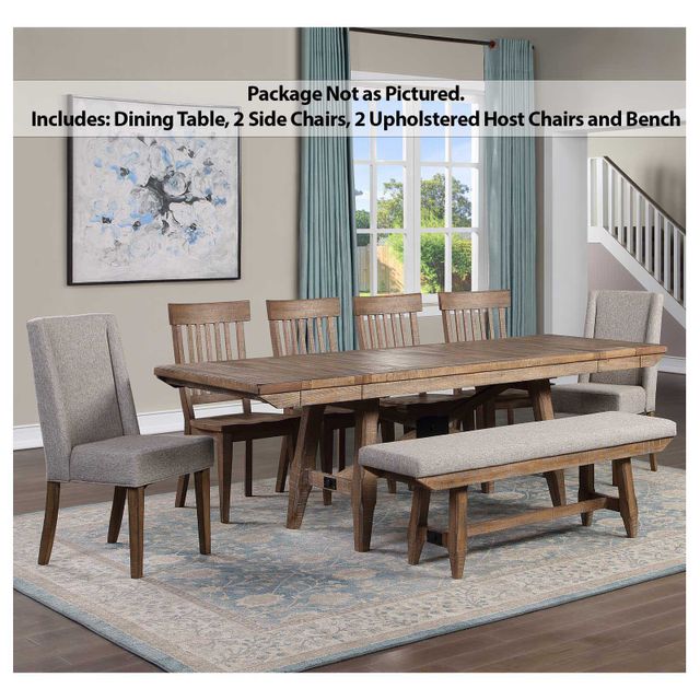 Steve Silver Co. Riverdale Dining Table and 2 Side Chairs, 2 Upholstered Host Chairs and Bench-1