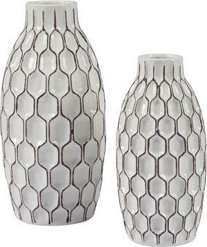 Signature Design by Ashley® Dionna 2-Piece White Vase Set