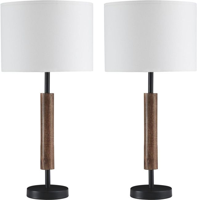 Signature Design by Ashley® Maliny Set of 2 Black/Brown Wood Table Lamps 0