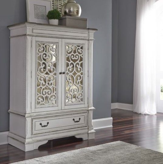 Liberty Abbey Park Antique White Mirrored Door Chest 9