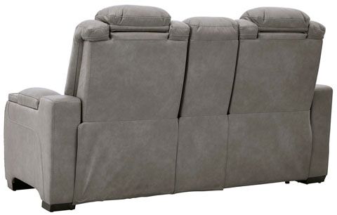 Signature Design by Ashley® The Man-Den Gray Power Reclining Loveseat with Console 3