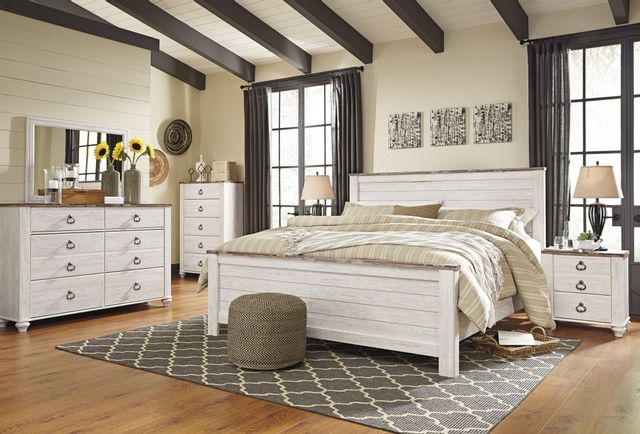 Signature Design by Ashley® Willowton Whitewash Queen Panel Bed 4