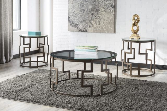 Signature Design by Ashley® Frostine 3-Piece Dark Bronze Occasional Table Set-2