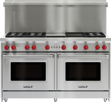 Wolf® 60" Stainless Steel Gas Range Riser with Shelf 1