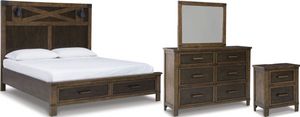 Benchcraft® Wyattfield 4-Piece Two-tone King Panel Storage Bed Set