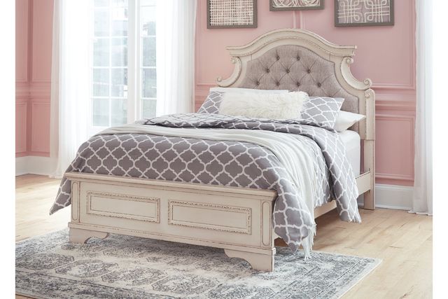 Signature Design by Ashley® Realyn Chipped White Full Upholstered Panel Bed-2