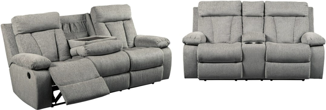Signature Design by Ashley® Mitchiner 2-Piece Fog Living Room Set with Reclining Sofa