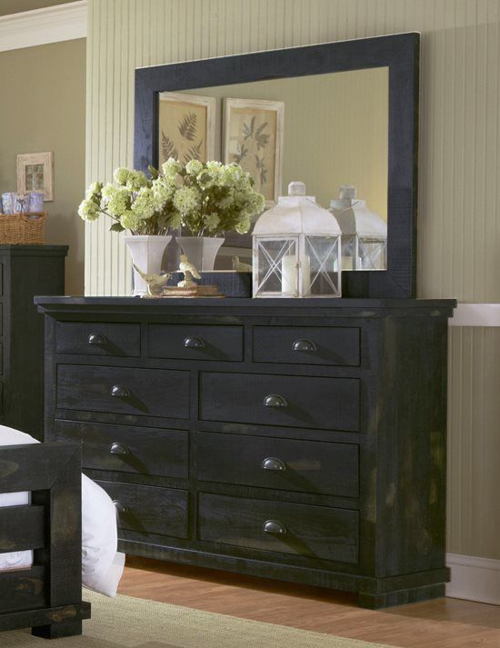 Progressive Furniture Willow Distressed Black Drawer Dresser-1