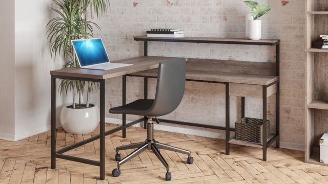 Signature Design by Ashley® Arlenbry Gray L-Desk with Storage 7