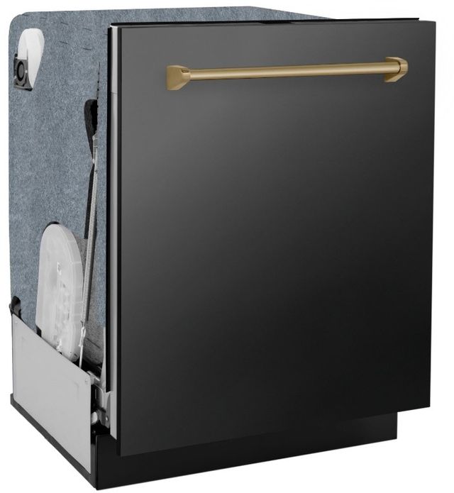 Zline Autograph Edition 24" Black Stainless Steel with Champagne Bronze Handle Built In Top Control Dishwasher 12