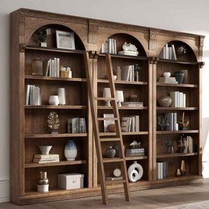 Martin Furniture Stratton 4-Piece Toffee Bookcase Wall and Ladder Set