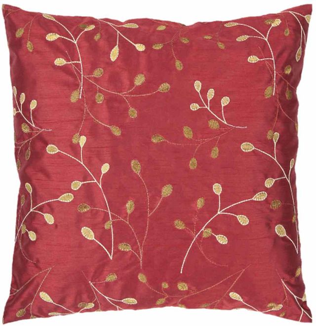 Surya Blossom II Bright Red 18"x18" Pillow Shell with Polyester Insert-0