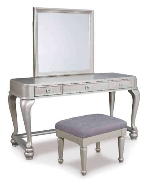 Signature Design by Ashley® Coralayne 3-Piece Silver Youth Mirrored Vanity Set