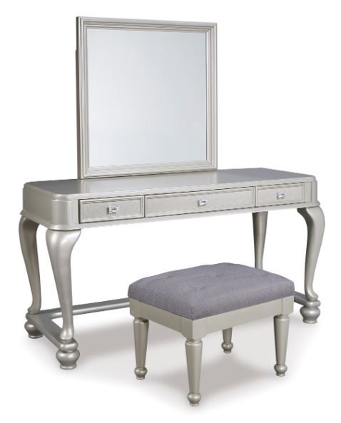 Signature Design by Ashley® Coralayne 3-Piece Silver Youth Mirrored Vanity Set 0