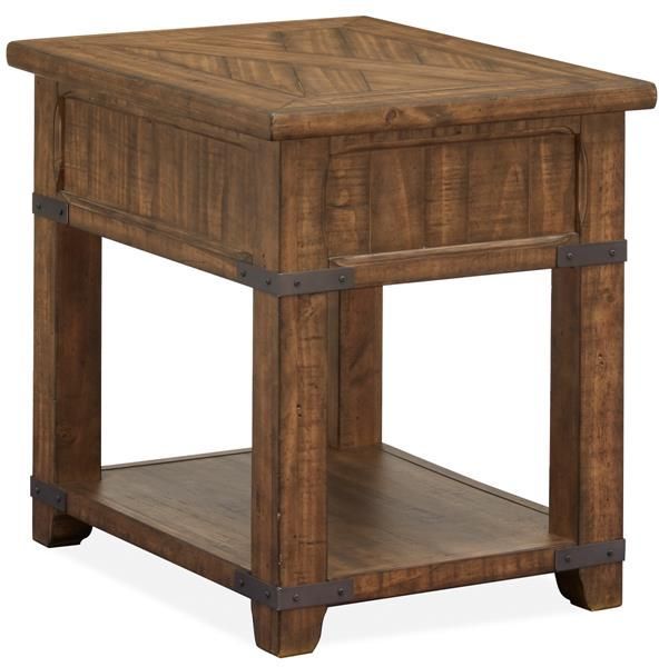 Magnussen® Home Chesterfield Farmhouse Timber Rectangular End Table 4