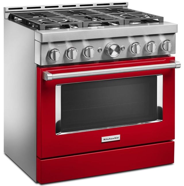 KitchenAid® 36" Passion Red Smart Commercial-Style Gas Range 1