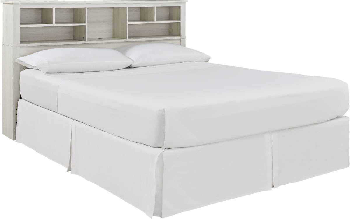 white king bed frame with storage and headboard