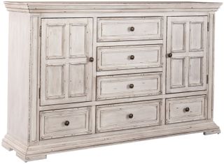 Liberty Furniture Big Valley Whitestone Finish with Heavy Distressing 2 Door 6 Drawer Dresser