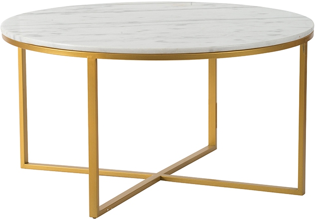 A & B Home Gold/White Round Table