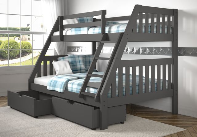 Donco Trading Company Mission Twin Over Full Bunk Bed with Dual Under Bed Drawers-0