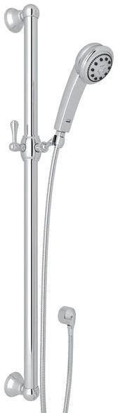 Rohl® Shower Collection 36" Polished Chrome Decorative Grab Bar Set With Multi-Function Handshower Hose And Outlet