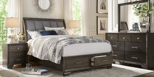 Beckwood Gray Queen Storage Bed, Dresser, Mirror and 2 Nightstands