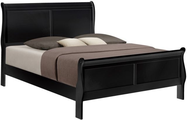 CrownMark Louis Philip Black Sleigh Bed with Headboard, Footboard, and Rails