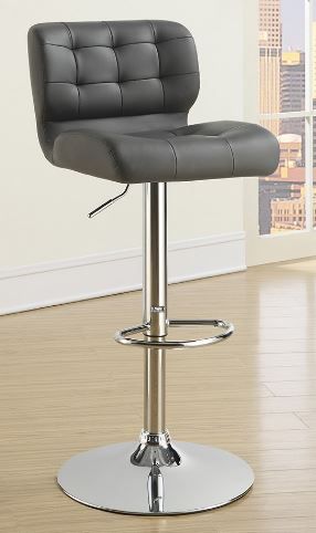 Coaster® 2-Piece Chrome/Grey Upholstered Adjustable Stool Set 1