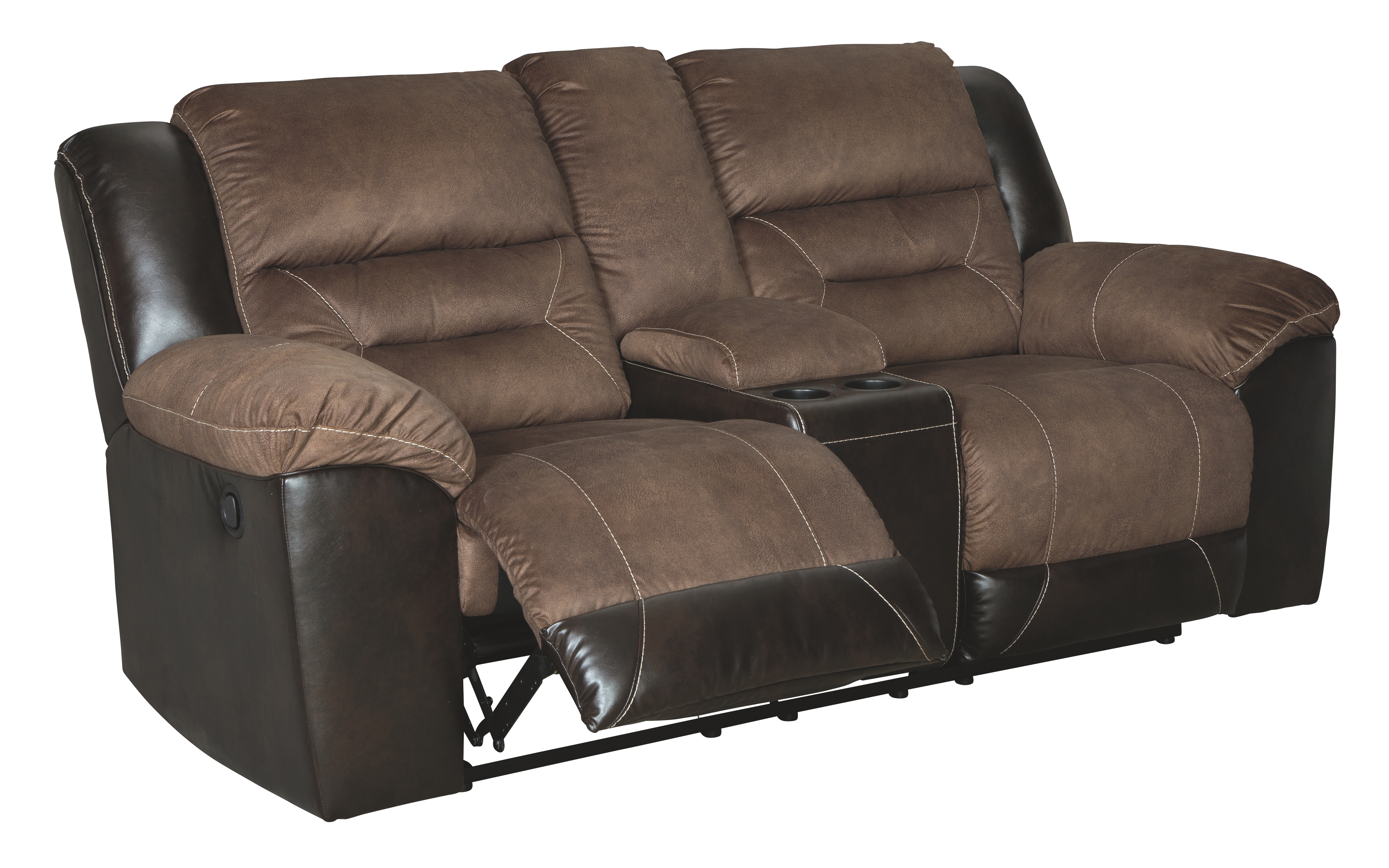 Signature Design by Ashley® Earhart Chestnut Double Reclining Loveseat with Console