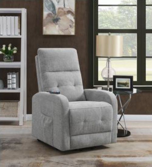Coaster® Grey Tufted Upholstered Power Lift Recliner 5