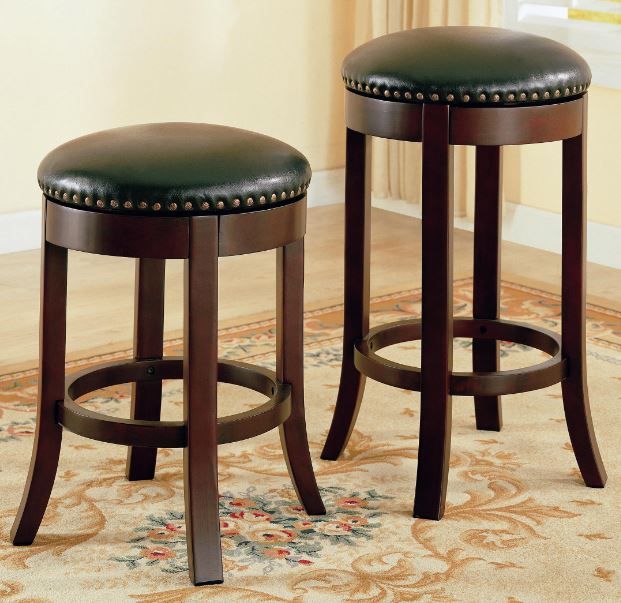 Coaster® Set of 2 Brown Swivel Bar Stools With Upholstered Seat 1