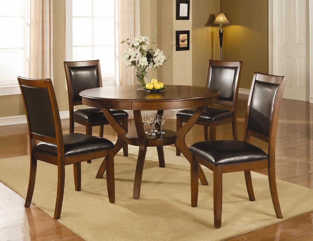 Coaster Nelms 5 Piece Deep Brown Dining Table Set Pearls