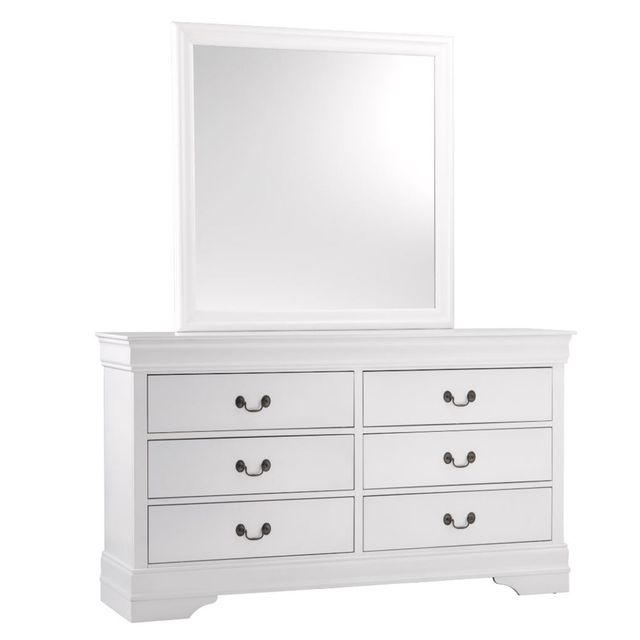 Homelegance Mayville White Queen Sleigh Bed, Dresser, Mirror & Nightstand-2