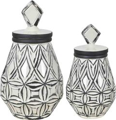 Crestview Collection Geometrical Farm House3 Set of 2 Black/White Vases