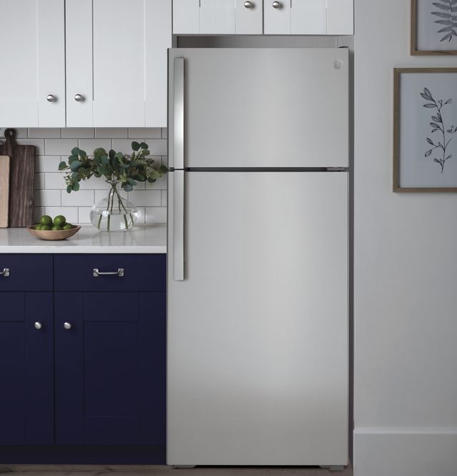 GE® 17.5 Cu. Ft. Stainless Steel Top Freezer Refrigerator 22