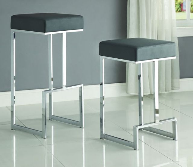 Coaster® Grey And Chrome Square Bar Stool Evans Furniture Galleries