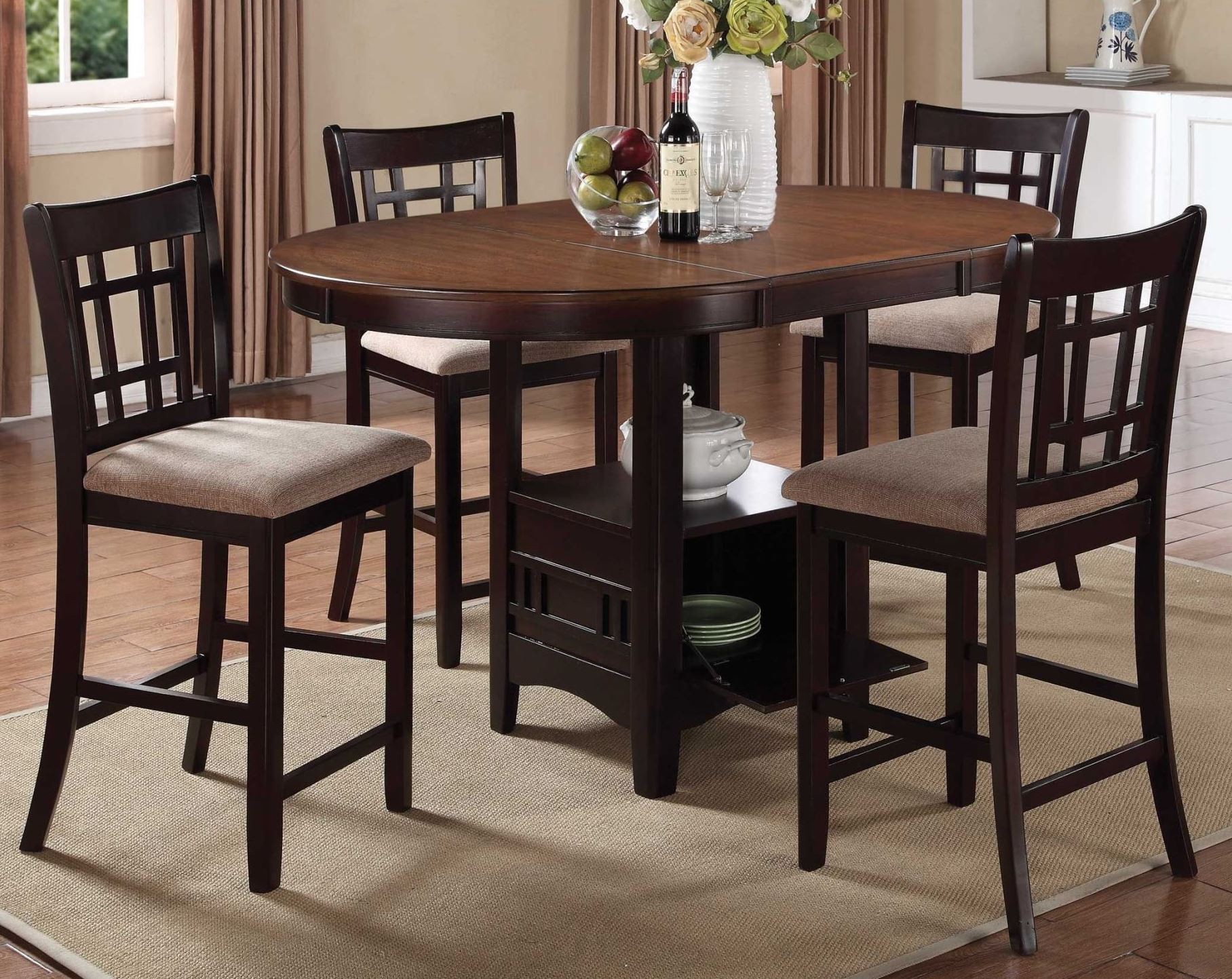 Coaster® Lavon 5 Piece Brown Counter Height Dining Table Set