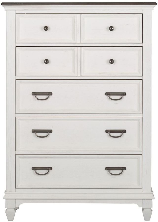 Liberty Furniture Allyson Park Wire Brushed White 5 Drawer Chest-0