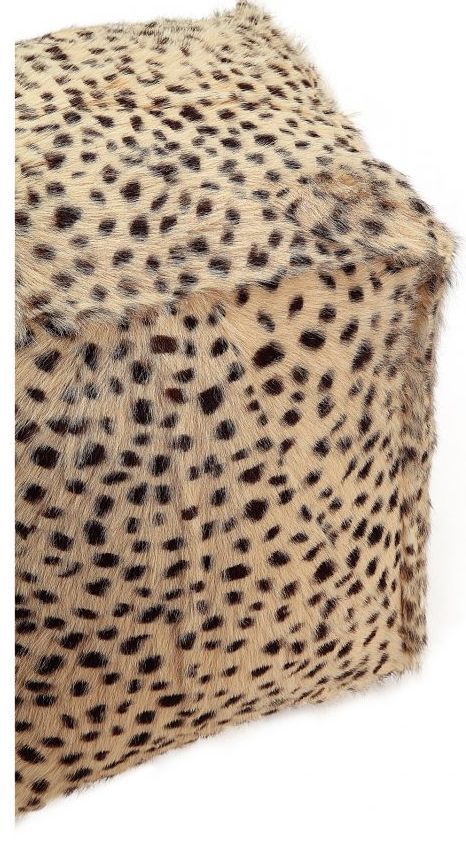 Moe's Home Collections Spotted Goat Cream Leopard Fur Pouf 2