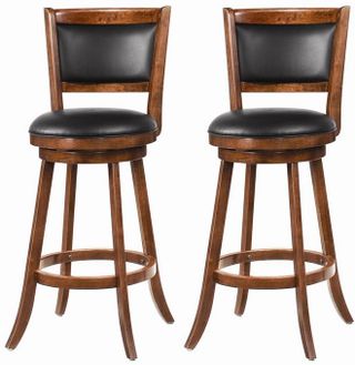 Coaster® Set of 2 Chestnut And Black Upholstered Swivel Bar Stools
