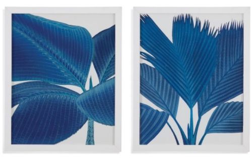 Bassett Mirror Palm in Blue 2-Piece Blue Wall Art