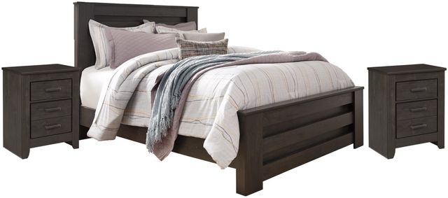 Signature Design by Ashley® Brinxton 3 Piece Charcoal Queen Panel Bed Set