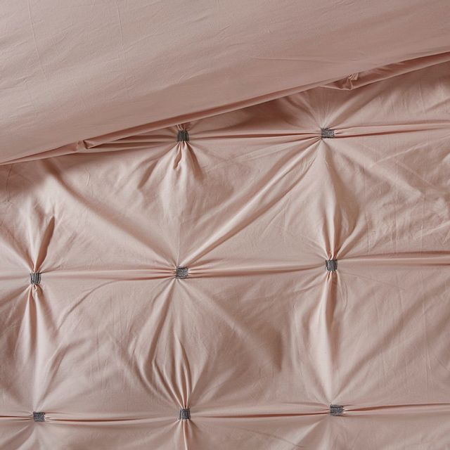 Olliix by INK+IVY 3 Piece Blush Full/Queen Masie Elastic Embroidered Cotton Duvet Cover Set-2