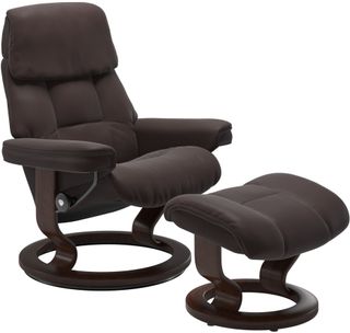 Stressless® by Ekornes® Ruby Chocolate Large All Leather Recliner with Footstool