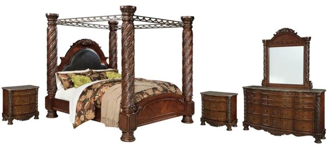 Millennium® by Ashley® North Shore 5-Piece Dark Brown California King Poster Canopy Bed Set 0